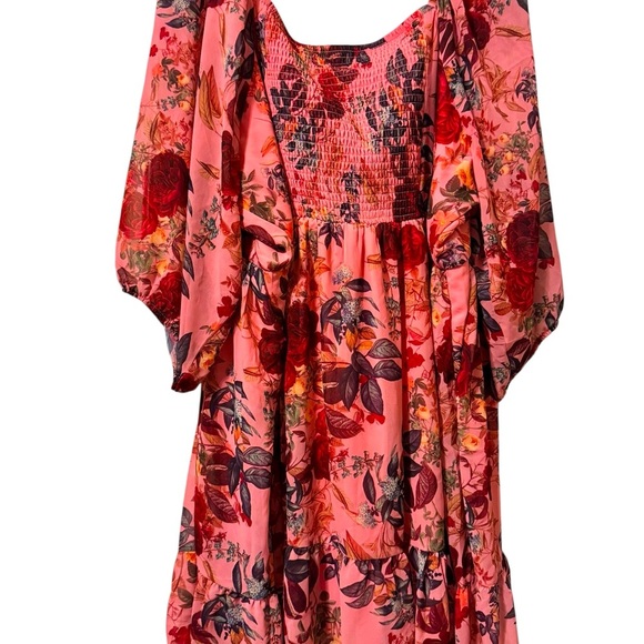 Torrid Plus Size 4 Pink Floral Tiered Chiffon Mini Dress – NWOT - Picture 5 of 10